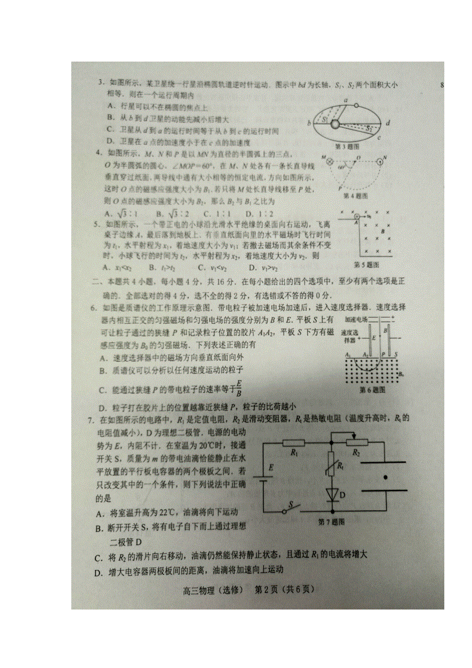 江苏省如东高级中学2019届高三上学期期中考试物理试题 扫描版缺答案.doc_第2页