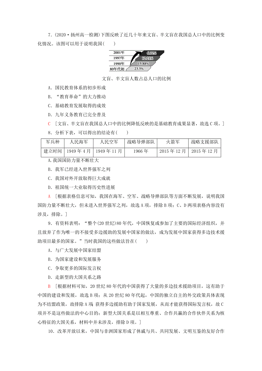 2021-2022学年新教材高中历史 第十单元 29 改革开放以来的巨大成就课后素养落实（含解析）新人教版必修《中外历史纲要（上）》.doc_第3页