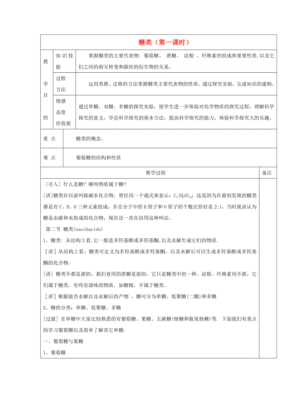 2017-2018学年高中化学人教版选修5第四章生命中的基础有机化学物质4-2-1糖类教案 .doc_第1页