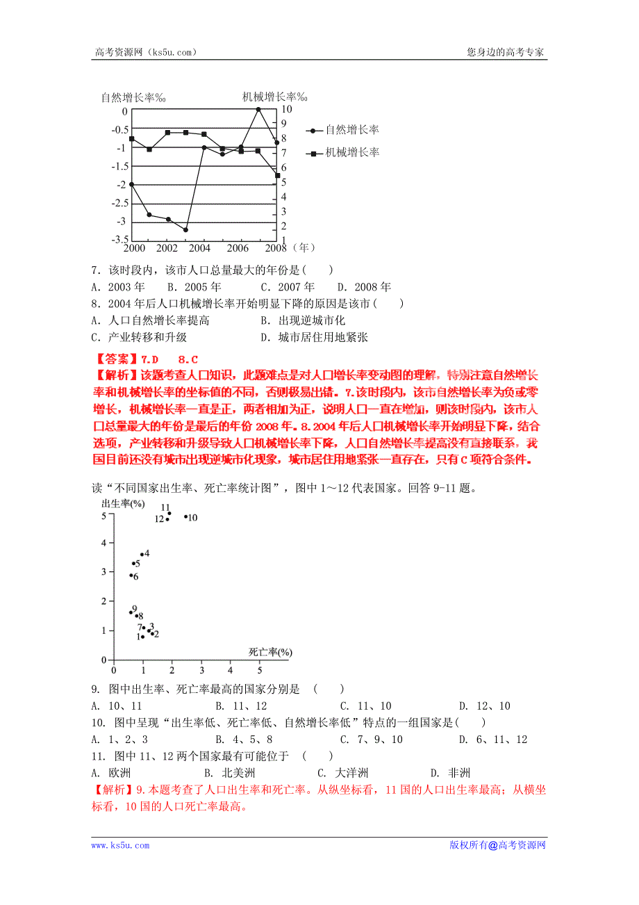 高考地理考点试题精选精练：人口2 PDF版.pdf_第3页