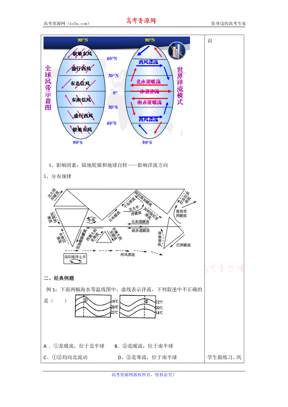 广东省肇庆市实验中学高中地理必修一：3.2大规模的海水运动（1）“121”高效课堂教学设计 .doc_第2页