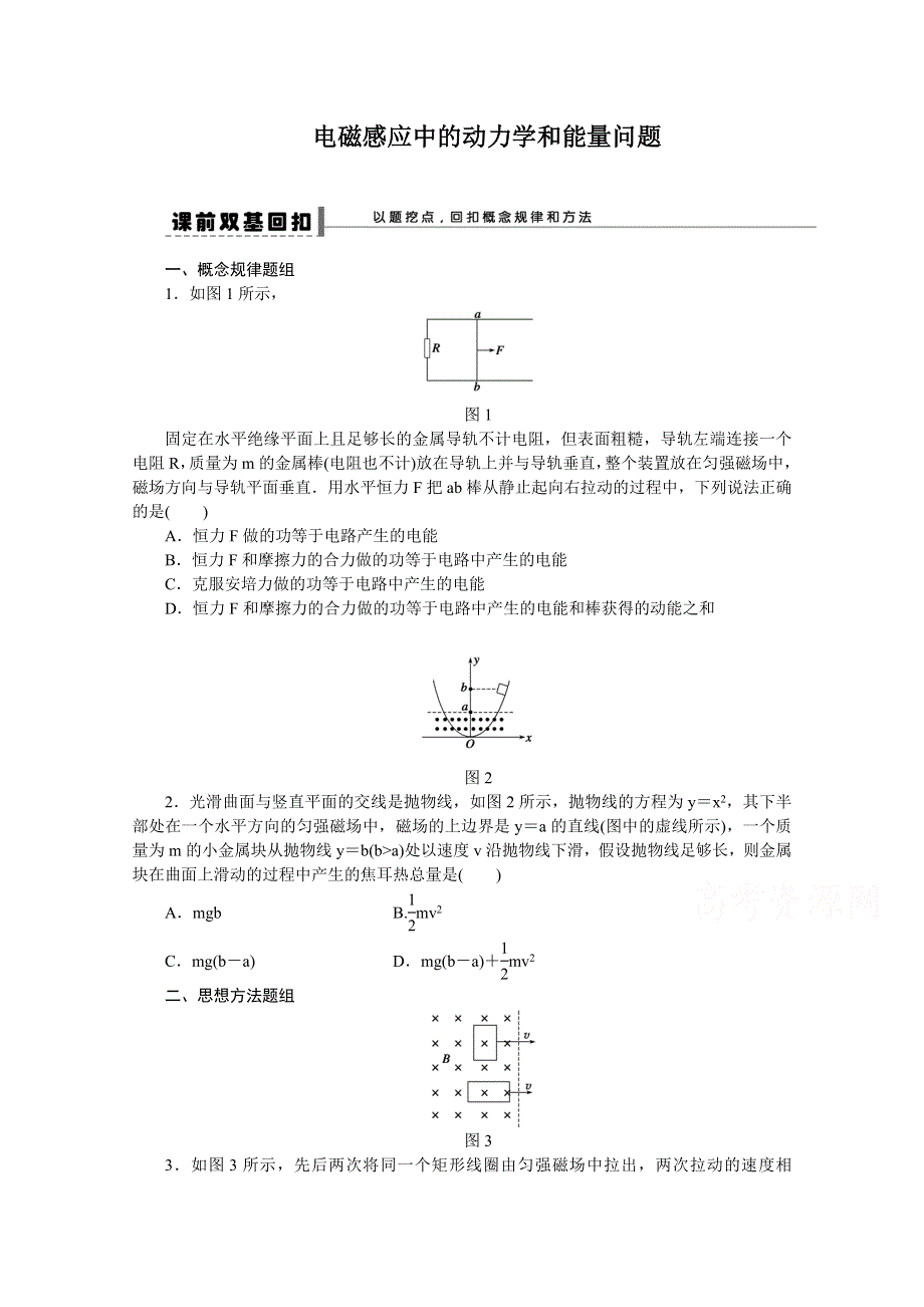 《天梯》2015届高考物理（新课标）一轮专项精品测试题之电磁感应中的动力学和能量问题WORD版含答案.doc_第1页