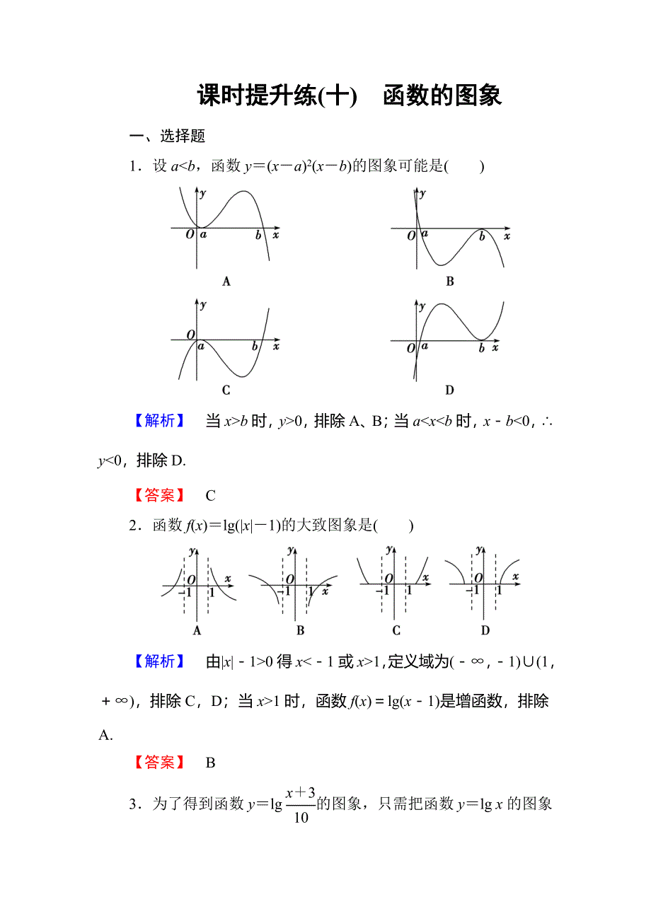 《高考总动员》2016届高考数学（人教理）总复习课时提升练10函数的图象 WORD版含答案.doc_第1页