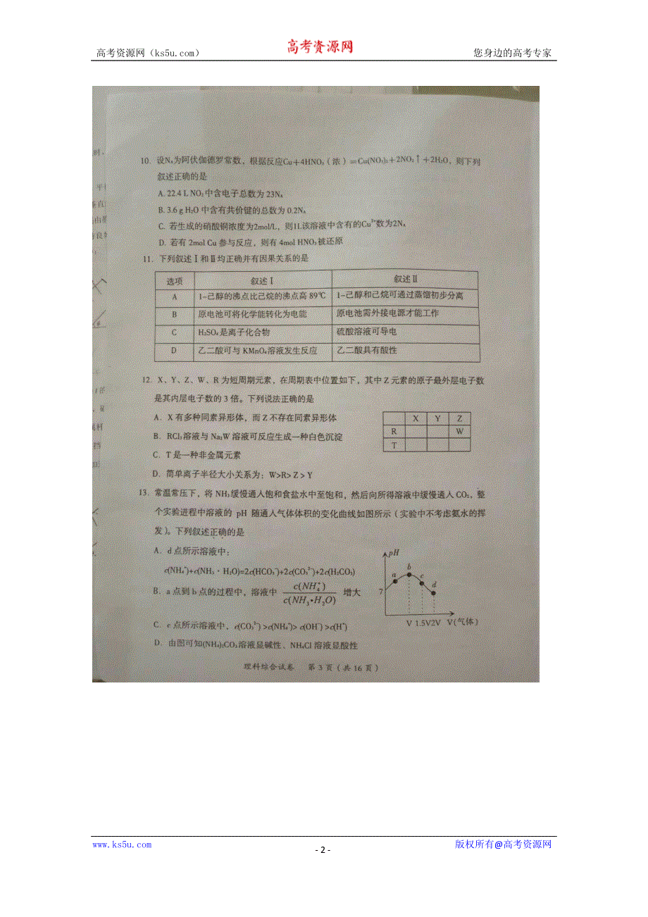 广东省茂名市2016届高三第二次高考模拟考试理科综合试题化学试题 扫描版含答案.doc_第2页