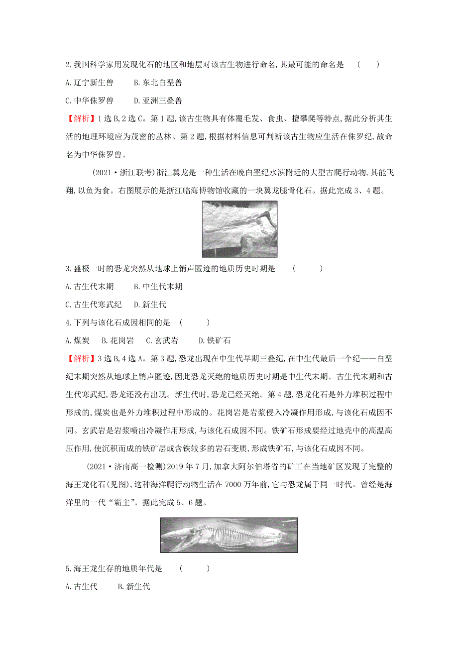 2021-2022学年新教材高中地理 第一章 宇宙中的地球 第四节 地球的演化练习（含解析）湘教版必修1.doc_第2页