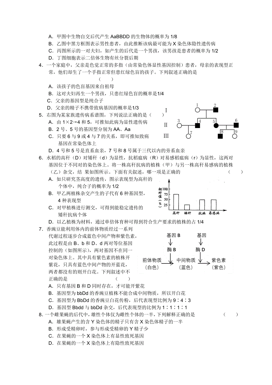 大纲版2012届高三上学期单元测试（9）生物试题.doc_第2页