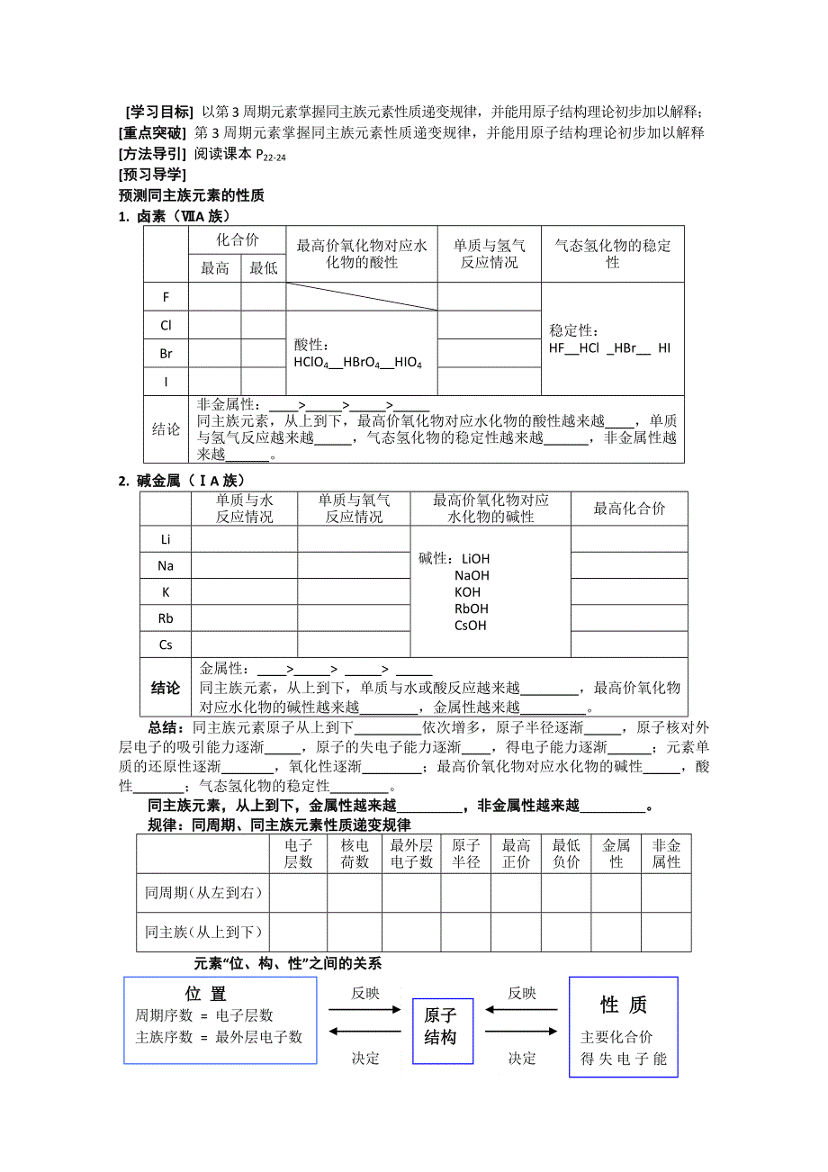 2014年河南省新野三高高一化学学案：《元素周期表的应用（二）》（鲁科版必修2）.doc_第1页