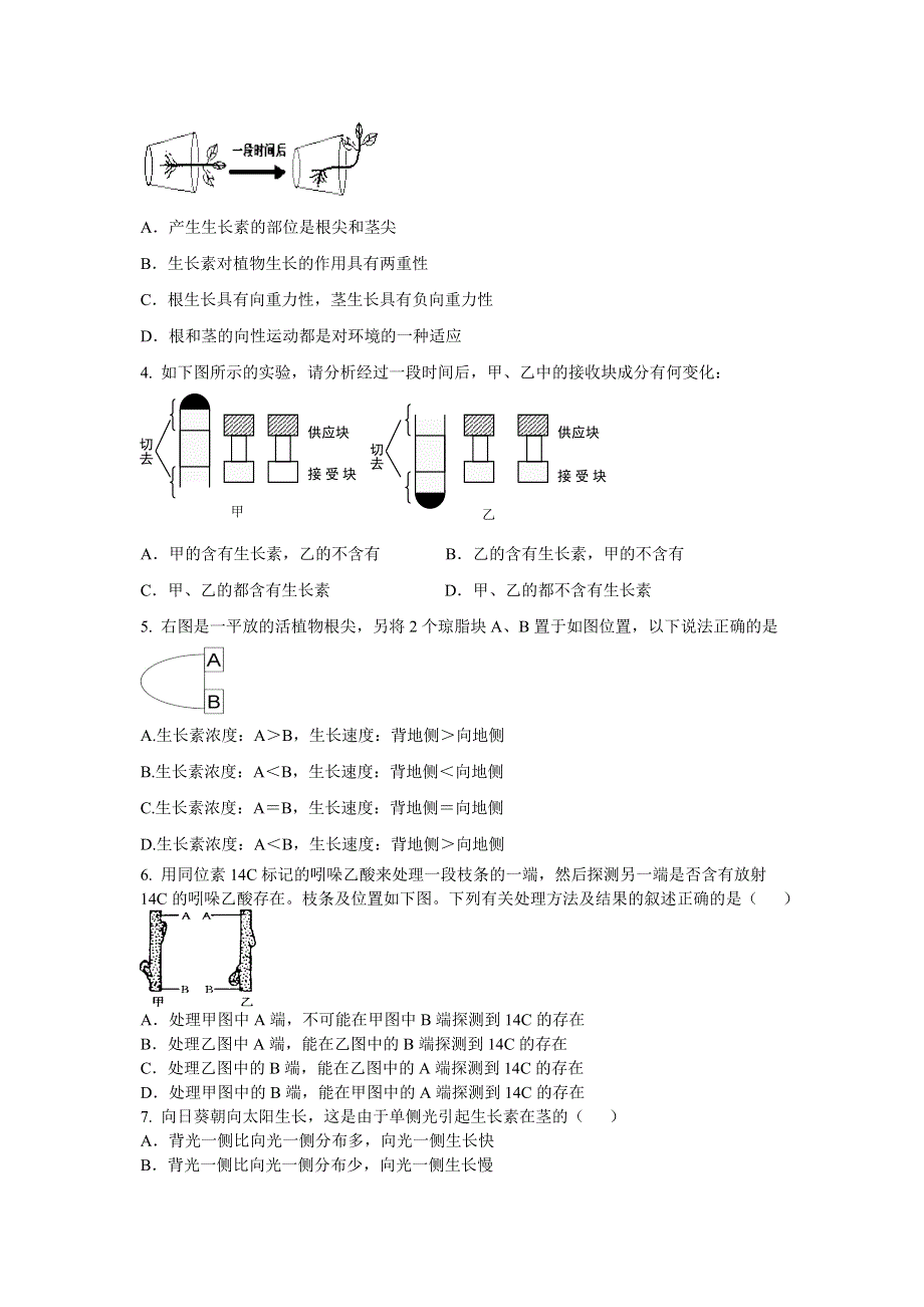 2012高二生物3.1 植物生长素的发现 同步练习6(人教版必修3).doc_第2页