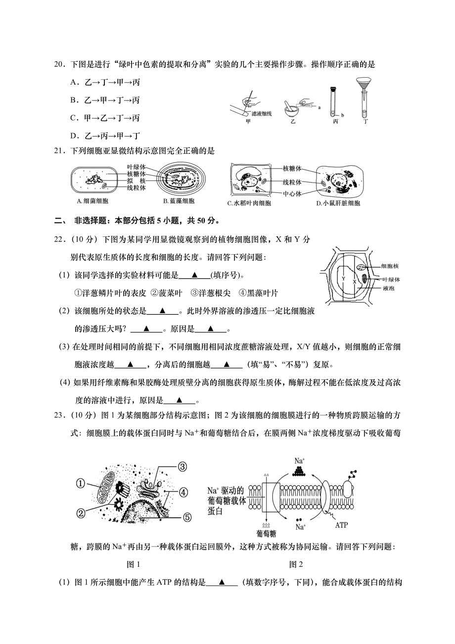 江苏省如皋市2019-2020学年高一上学期教学质量调研 （三）生物试题 WORD版含答案.doc_第3页