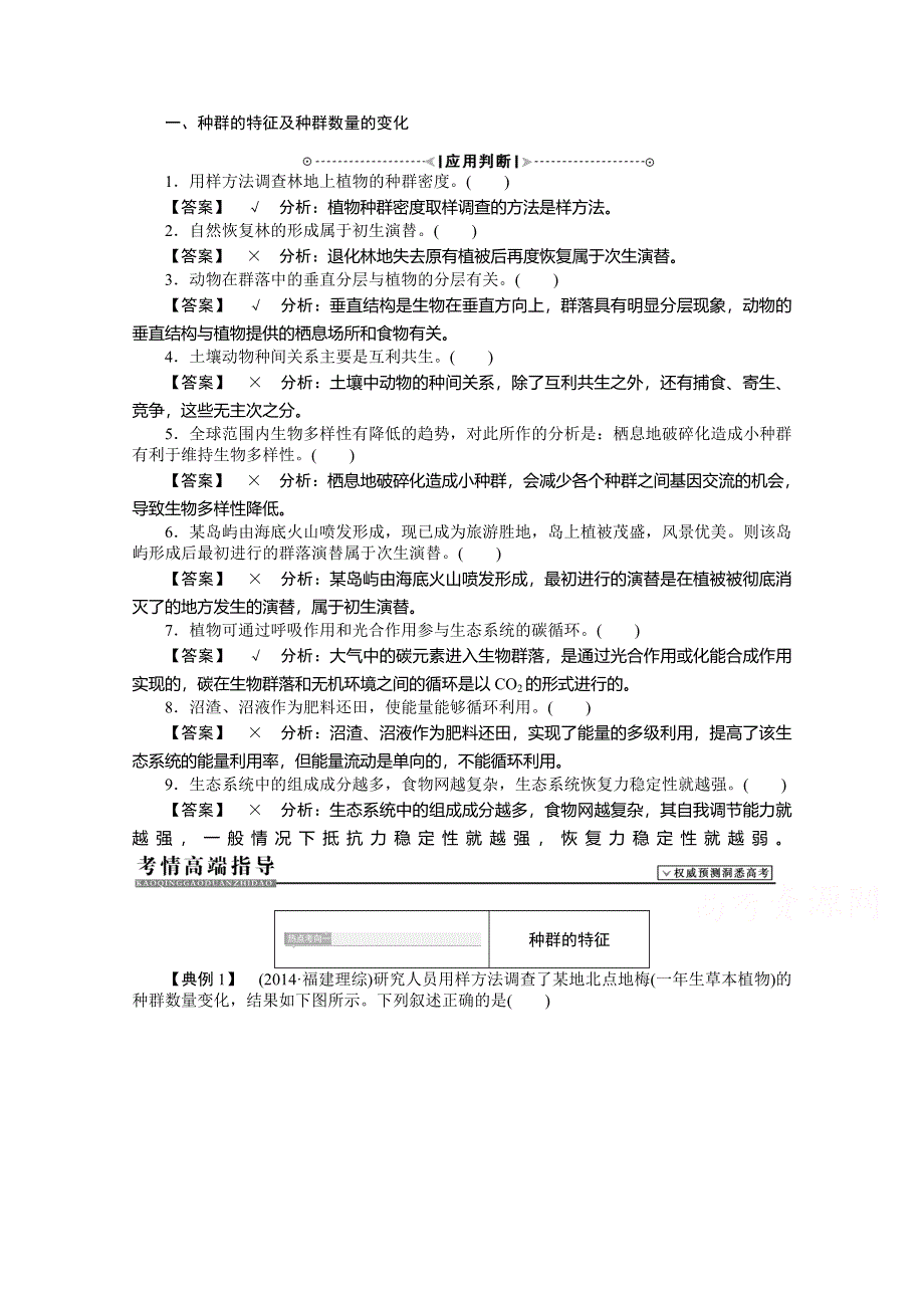 《高考解码》2015届高三生物二轮复习专题-生物与环境.doc_第1页