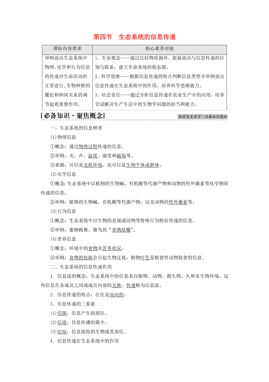 新教材高中生物 第3章 生态系统 第4节 生态系统的信息传递教师用书 苏教版选择性必修2.doc_第1页