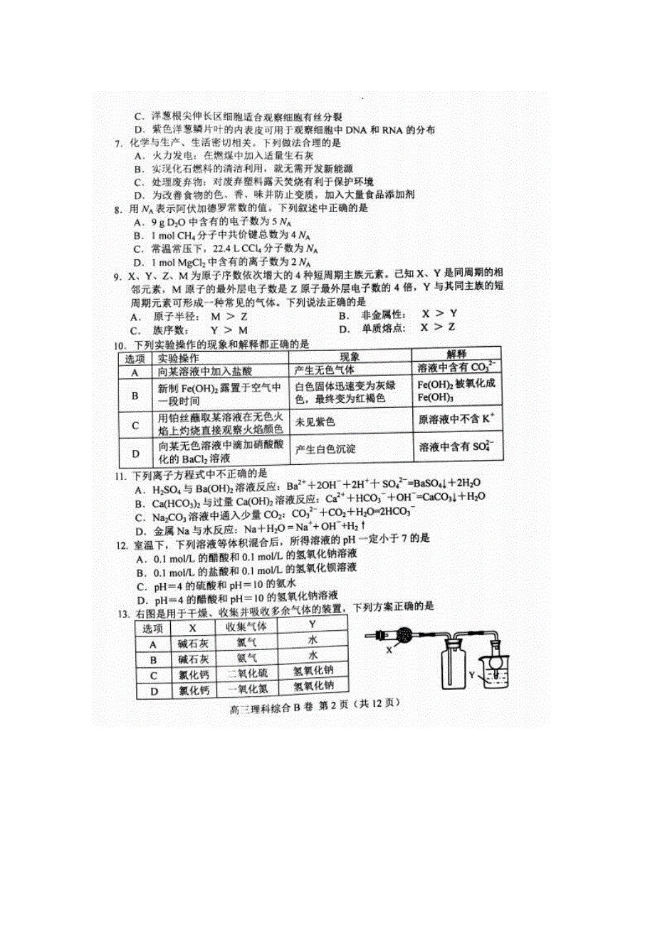 河北省唐山市2016届高三第一次模拟考试理综试题 扫描版含答案.doc_第2页