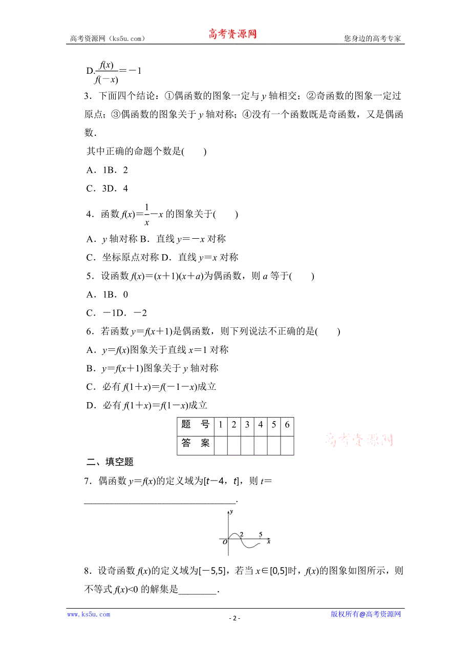 《学案导学与随堂笔记》2016-2017学年高中数学（人教版A版必修一）配套课时作业：第一章 集合与函数的概念 1-3-2第1课时 WORD版含解析.doc_第2页