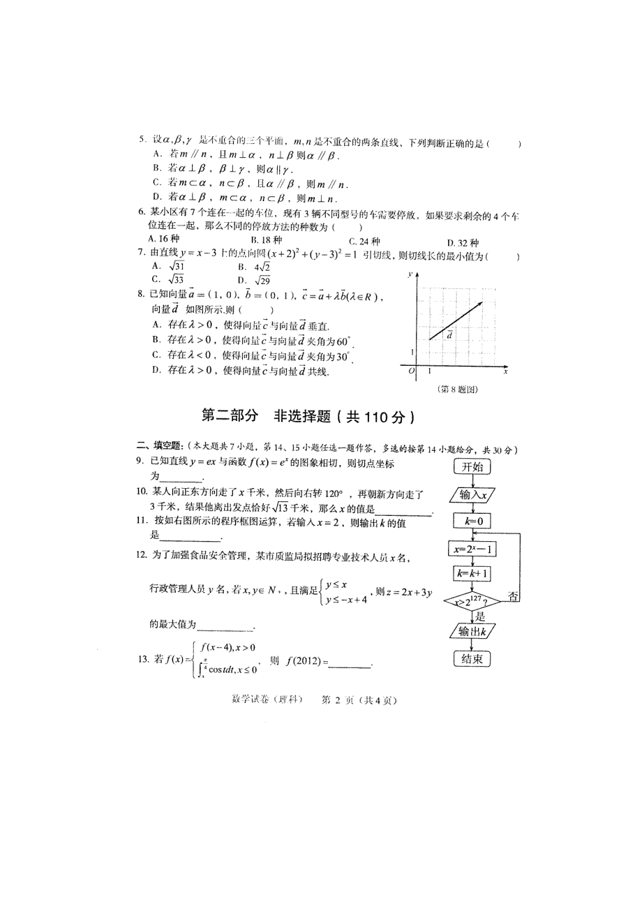 广东省茂名市2012届高三第一次高考模拟试题数学理（扫描版）（无答案）.doc_第2页