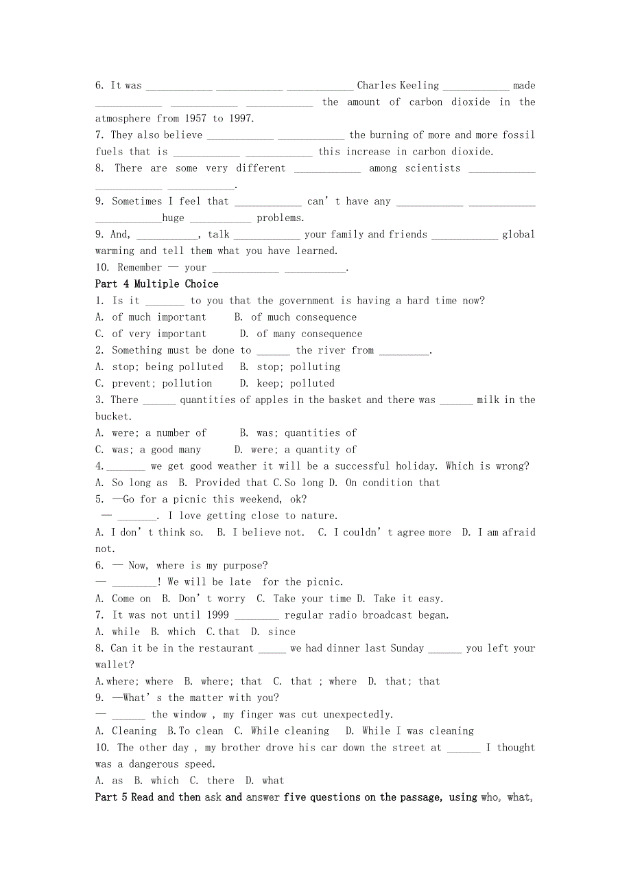 2012高二英语同步训练 UNIT 4 GLOBAL WARMING7 (新人教版选修6).doc_第2页