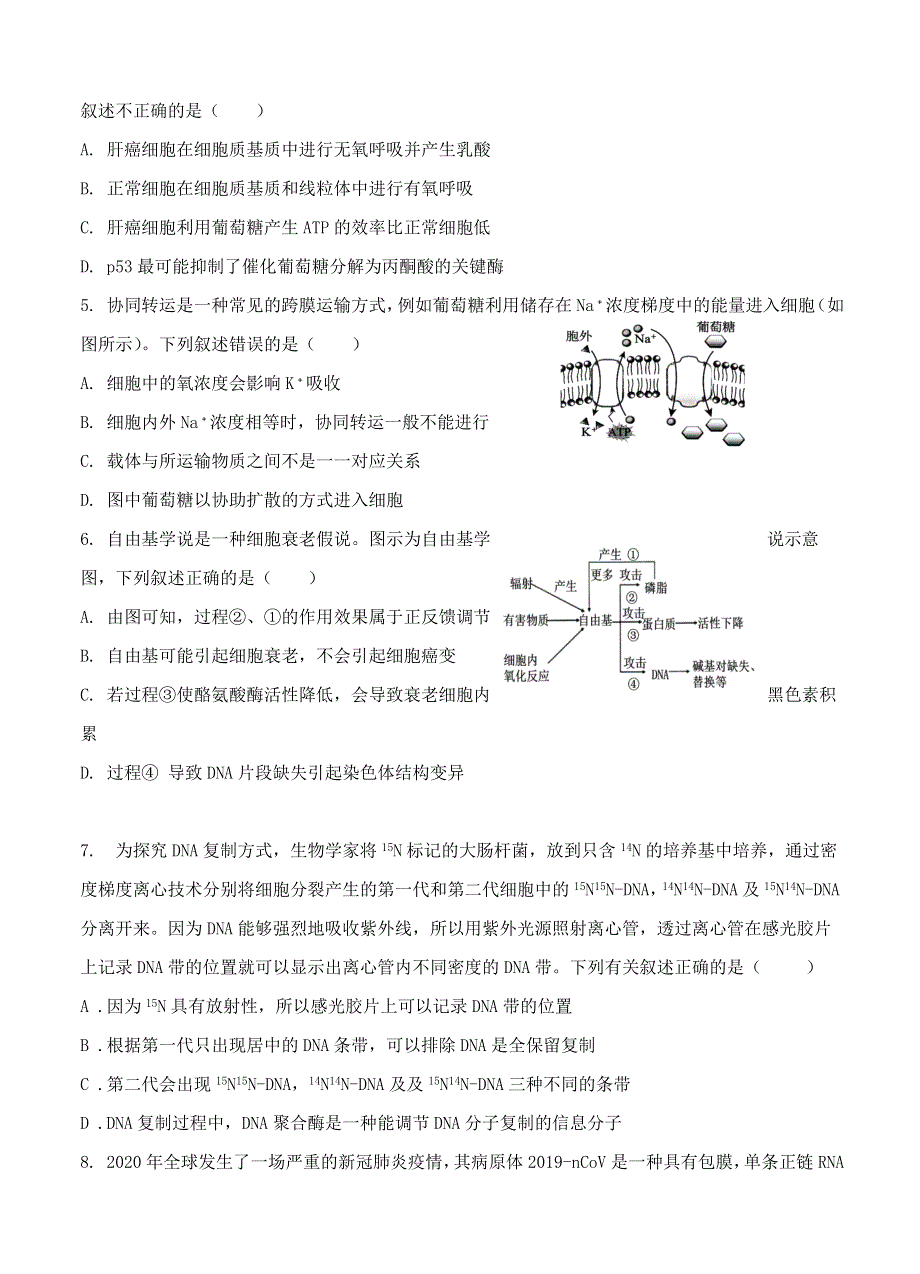 江苏省如皋市2022届高三生物上学期期初测试试题.doc_第2页