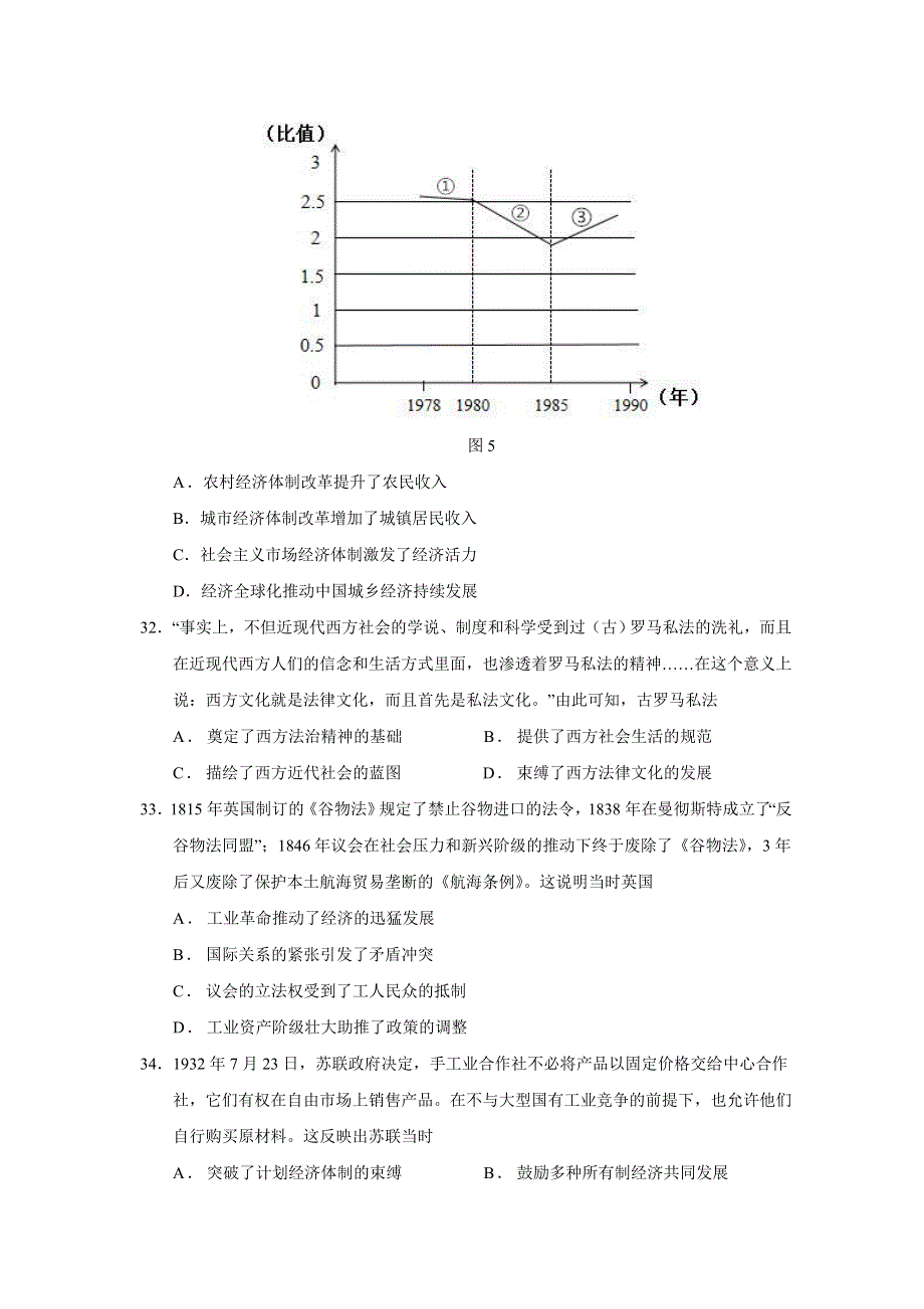 吉林省长春汽车经济技术开发区第六中学2021届高三上学期期中考试历史试卷 WORD版含答案.doc_第3页