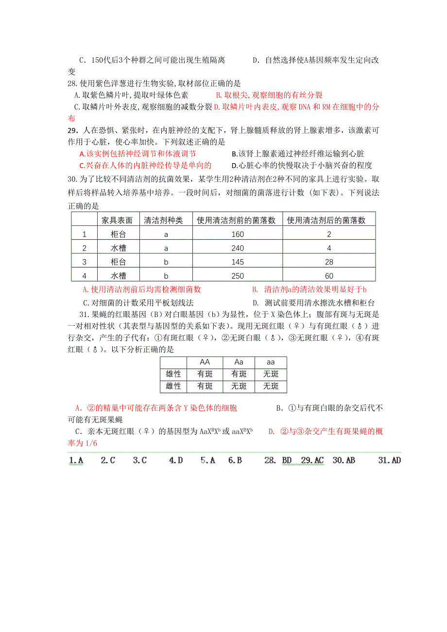 广东省连州市连州中学2013届高三下学期第6周选择题训练生物试题 WORD版含答案.doc_第2页