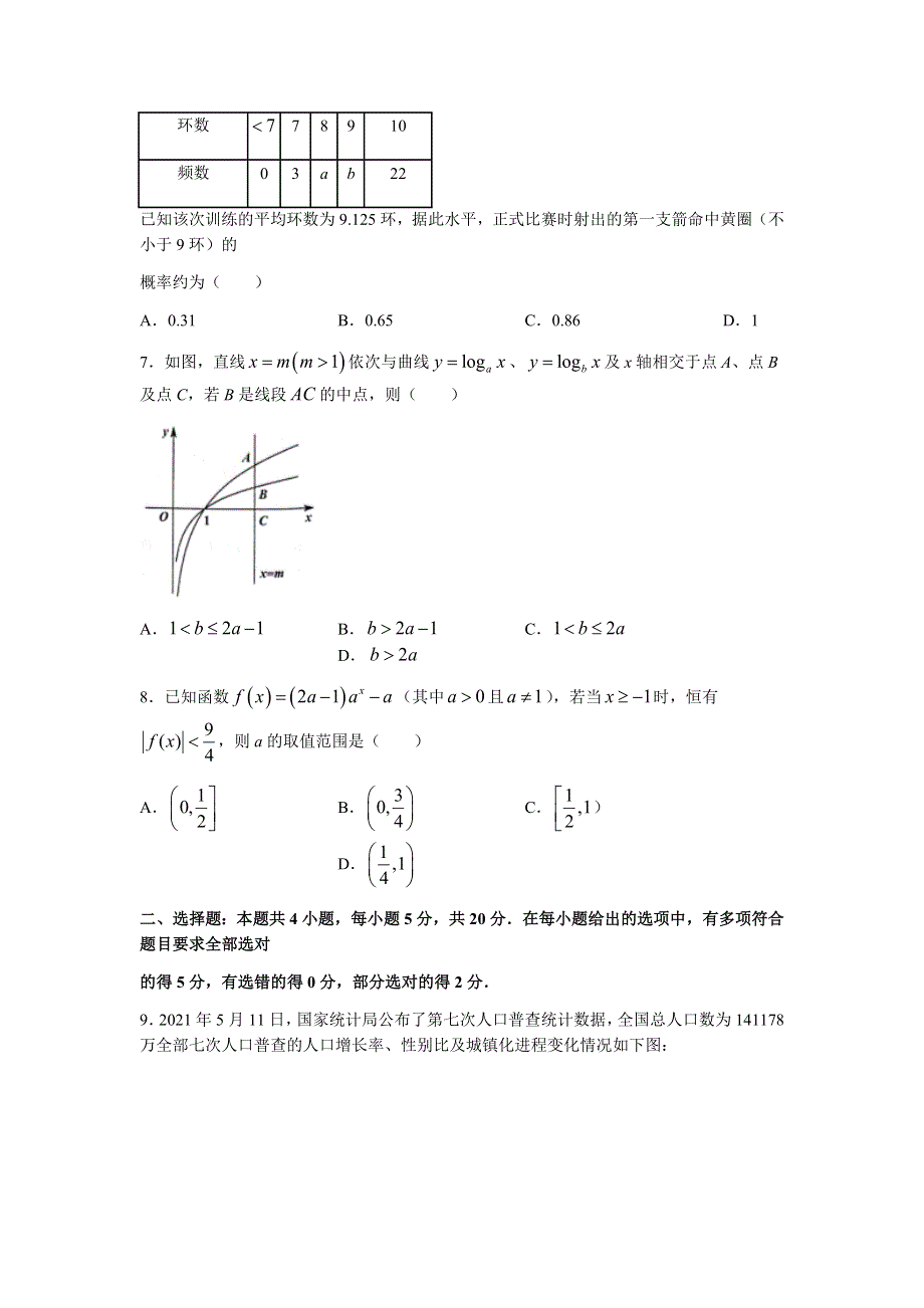 广东省2022届高三上学期8月综合能力测试（一）数学试题 WORD版含答案.docx_第2页