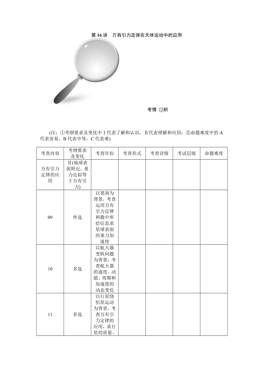 《高考零距离》高考物理（人教版）一轮复习配套文档：第16讲　万有引力定律在天体运动中的应用.doc_第1页