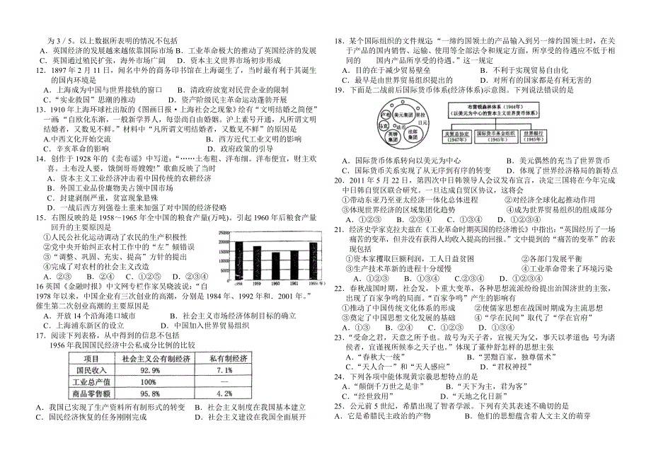 吉林省长白山一高2013届高三历史综合测试（2） WORD版含答案.doc_第2页