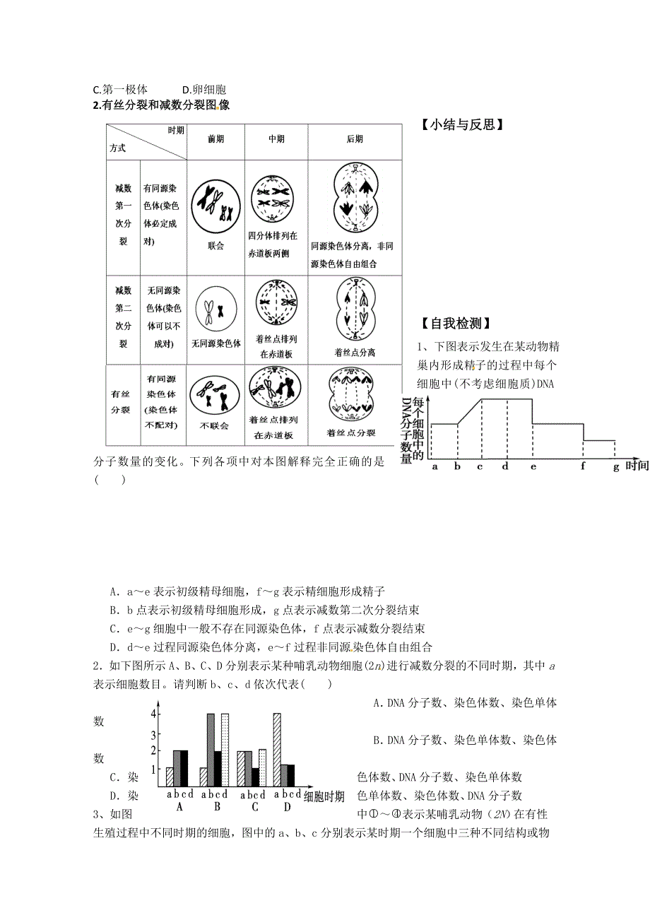 河北省唐山市开滦第二中学高中生物必修二学案：2.1减数分裂和受精作用第三课时 WORD版无答案.doc_第3页