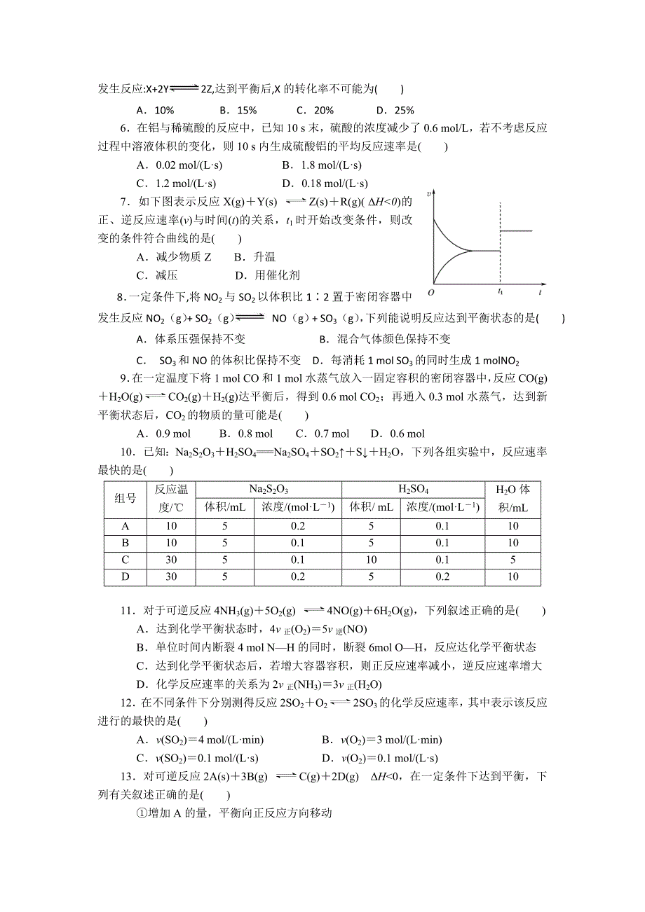 江苏省姜堰市溱潼中学2015-2016学年高二上学期第一次月考化学试题 WORD版无答案.doc_第2页