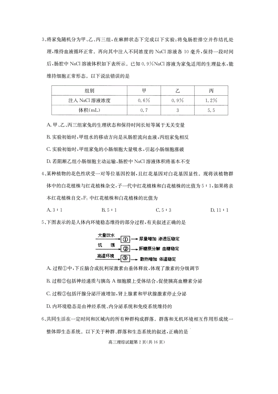 《解析》安徽省合肥市2015年高三第三次教学质量检测理科综合生物试题扫描版.doc_第2页