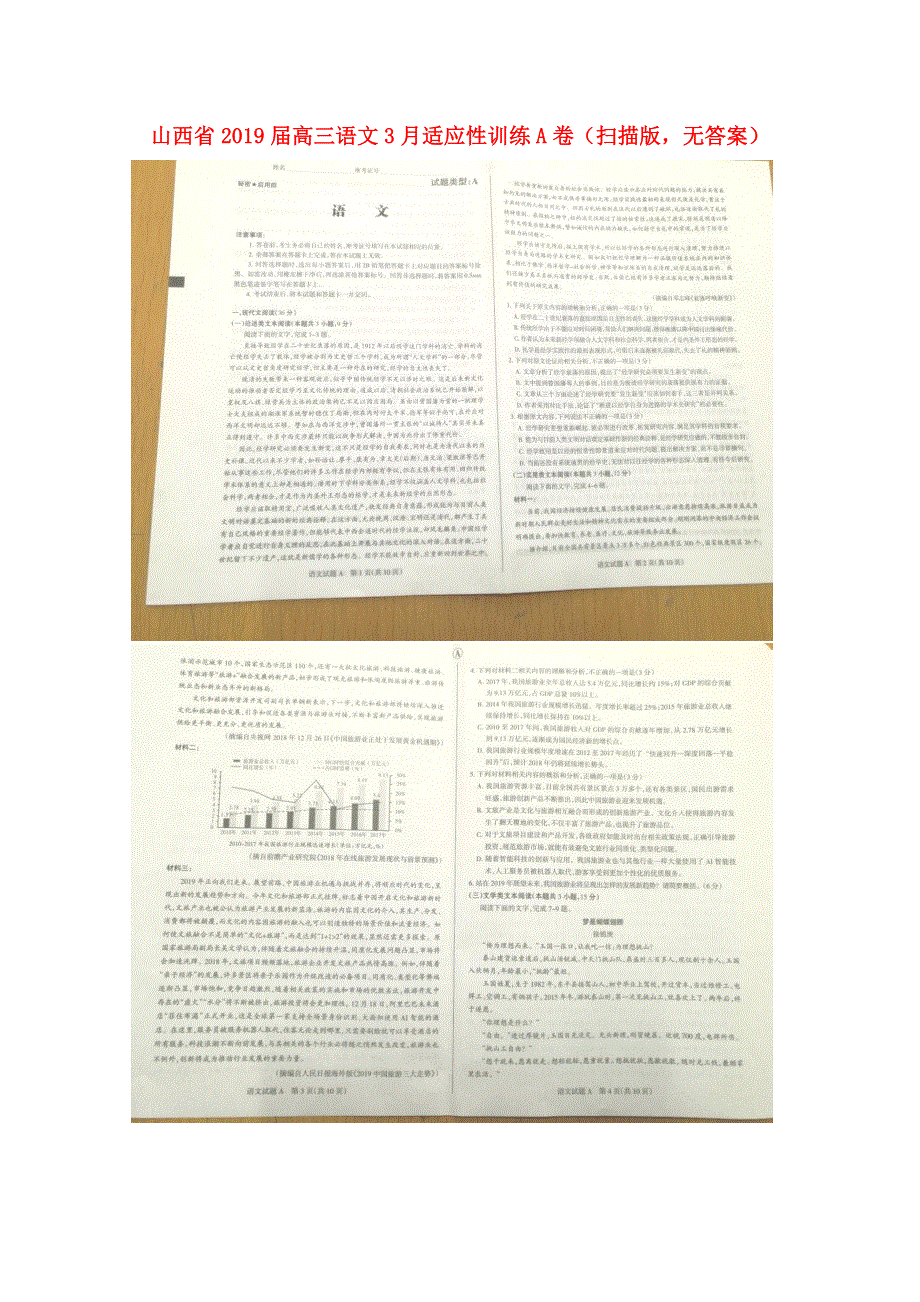 山西省2019届高三语文3月适应性训练A卷（扫描版无答案）.doc_第1页