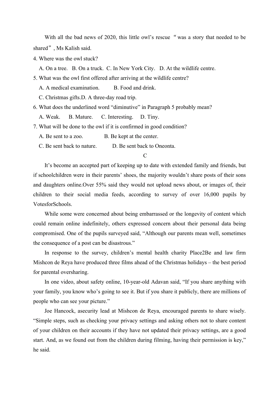 广东省普宁市普师高级中学2021届高三下学期第二次模拟英语试题 WORD版含答案.docx_第3页