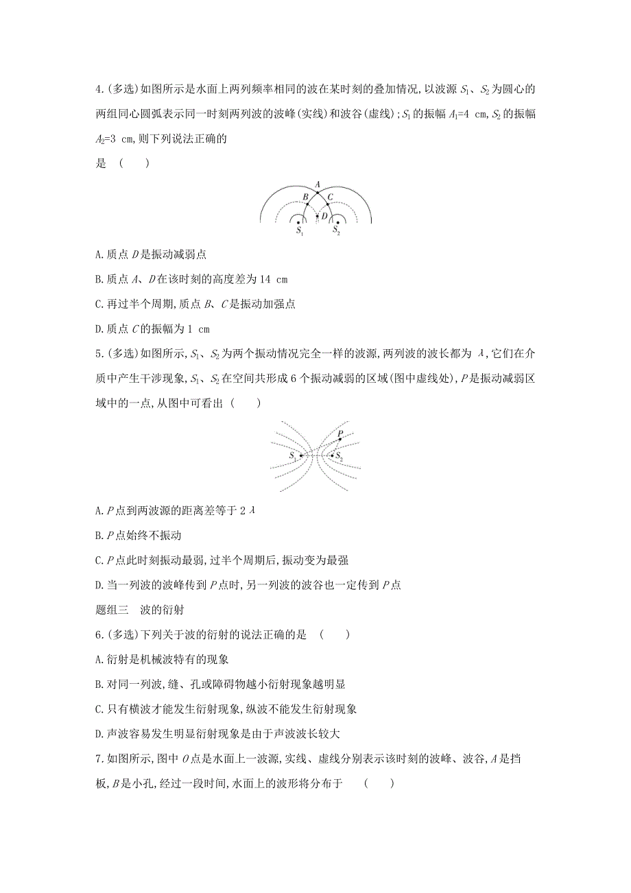 2022年新教材高中物理 第3章 机械波 第3节 波的干涉和衍射提升训练（含解析）鲁科版选择性必修第一册.docx_第2页