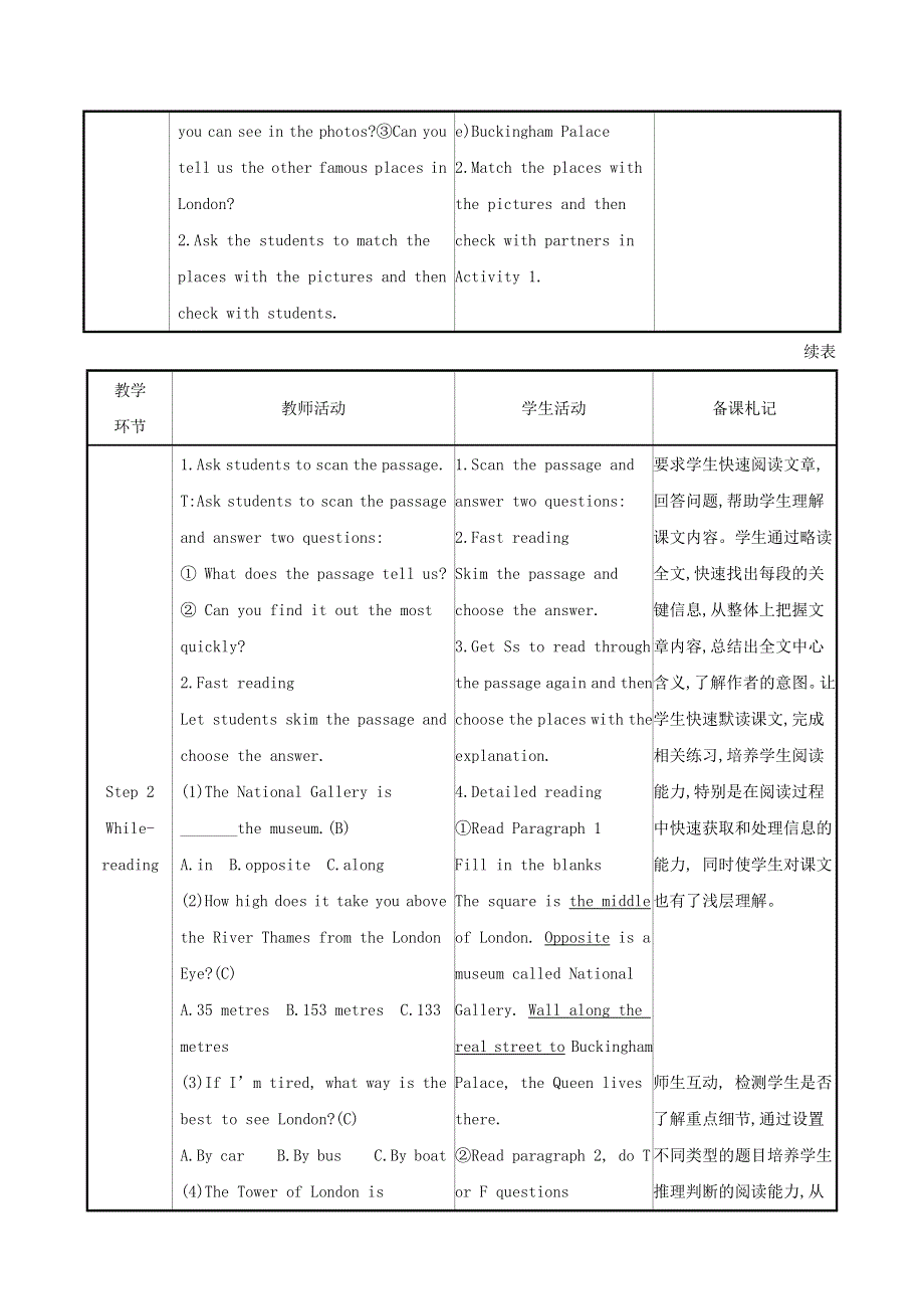 2021秋七年级英语下册 Module 6 Around town Unit 2 The London Eye is on your right教案 （新版）外研版.doc_第2页