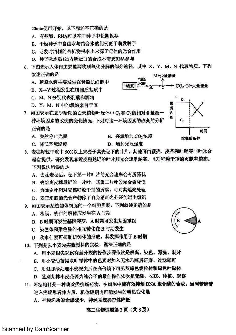 山东省菏泽市2016届高三下学期一模考试生物试题 PDF版无答案.pdf_第2页