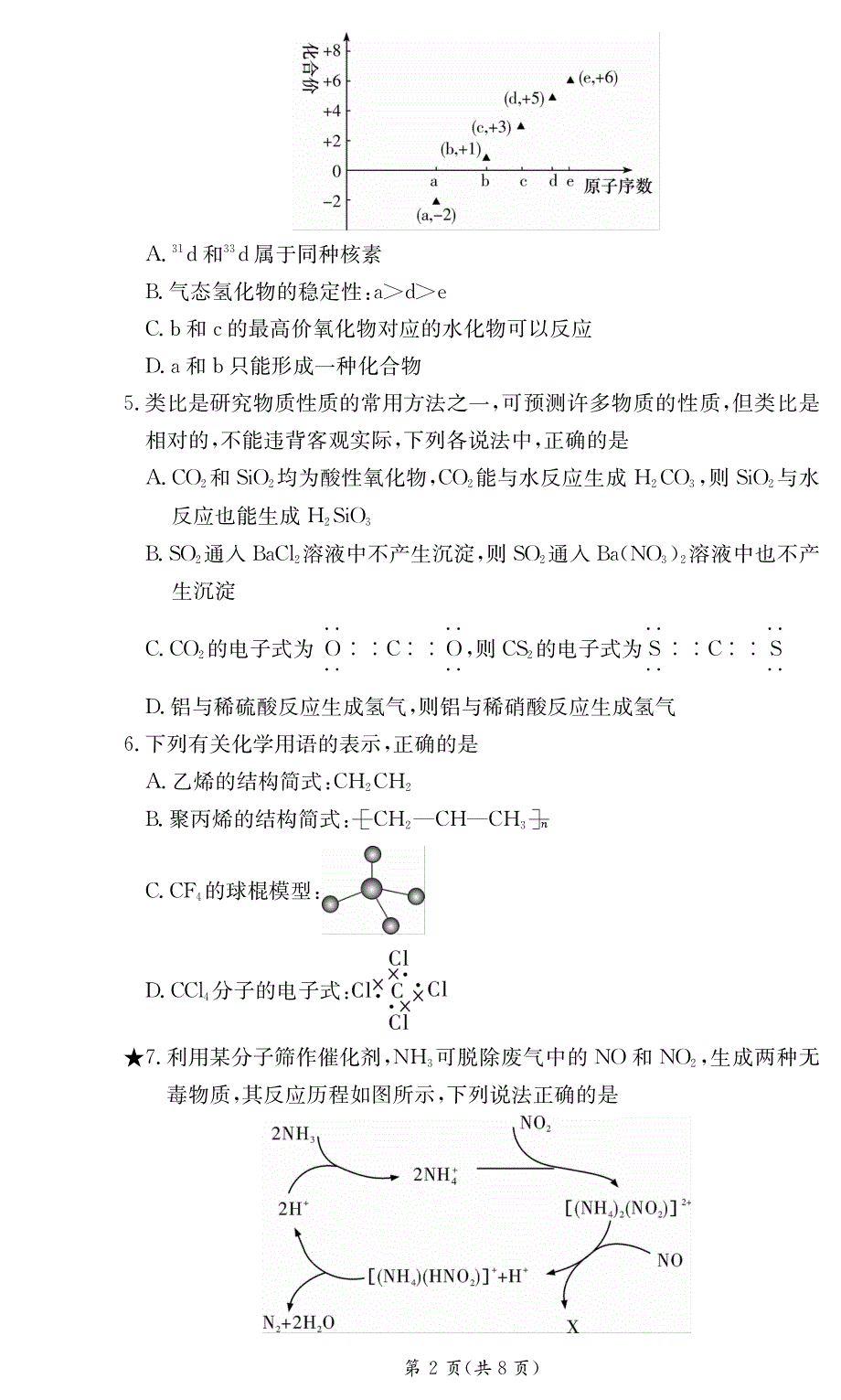 广东省顶级名校2021-2022学年高二上学期入学考试化学试题 PDF版含答案.pdf_第2页