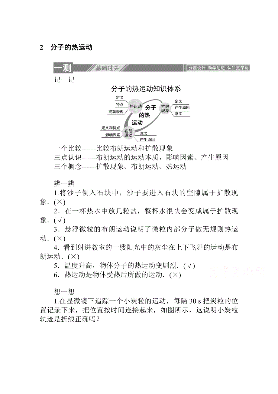 2019-2020学年物理人教版选修3-3课后检测：7-2分子的热运动 WORD版含解析.doc_第1页