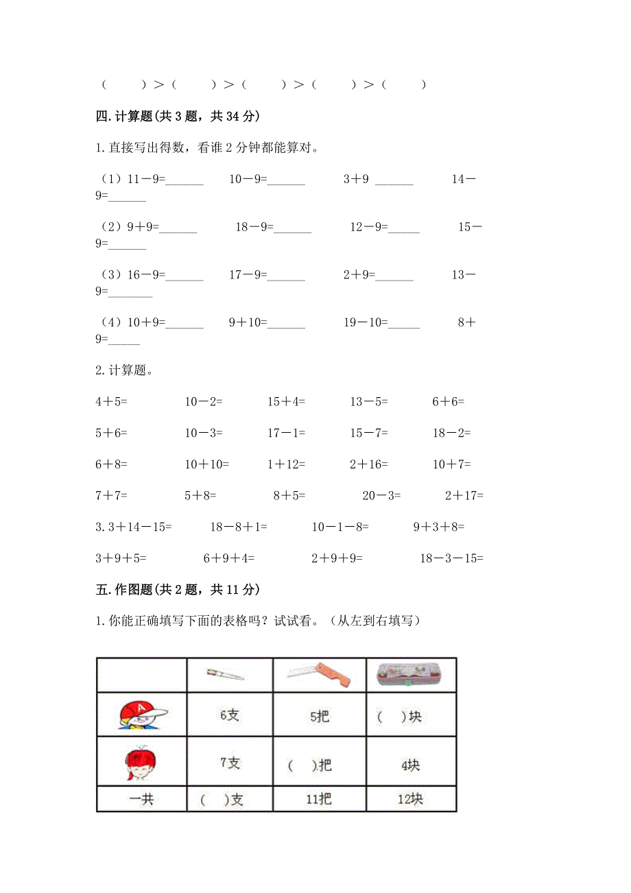 小学一年级数学《20以内的退位减法》易错题1套.docx_第3页