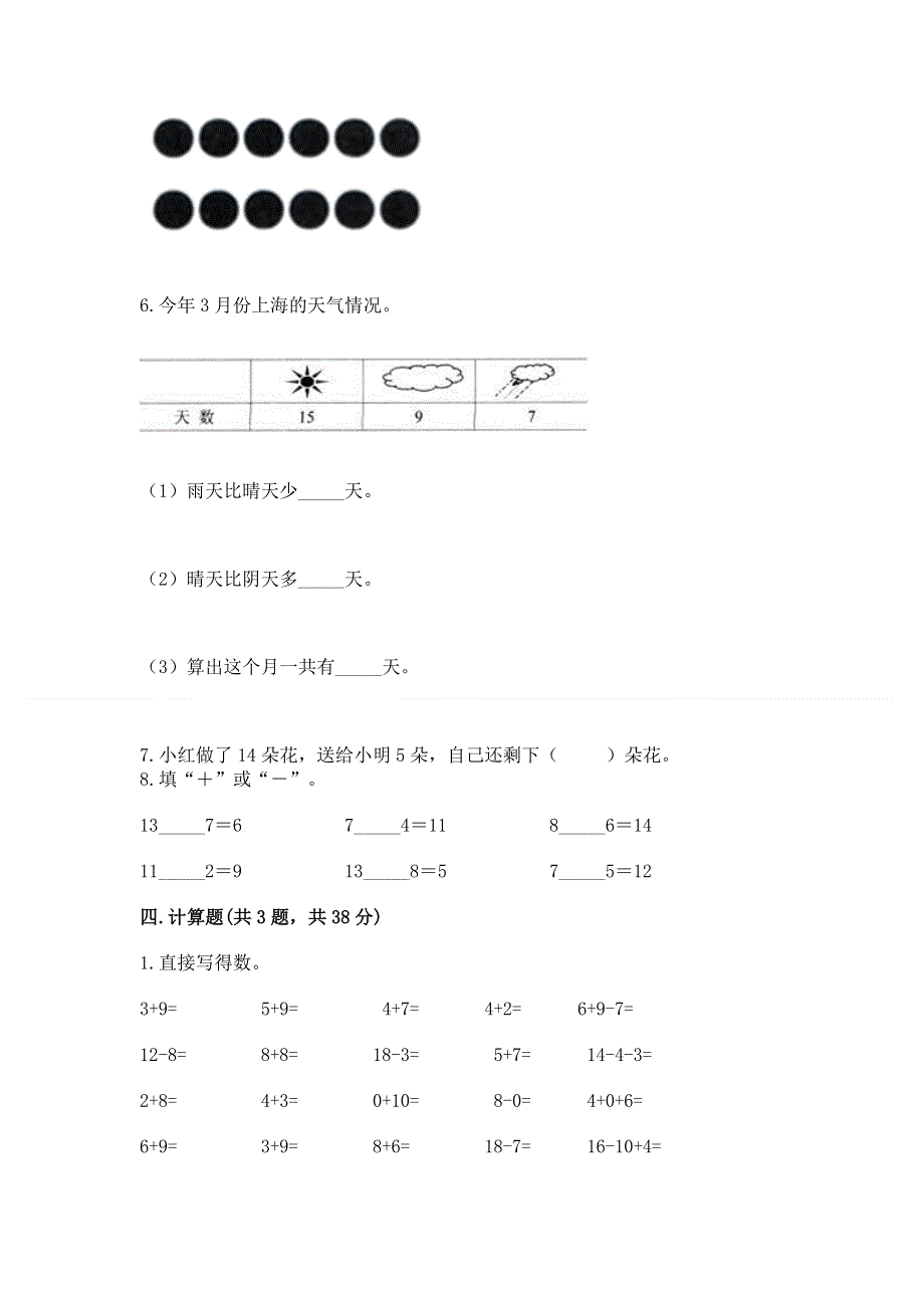 小学一年级数学《20以内的退位减法》同步练习题（网校专用）.docx_第3页