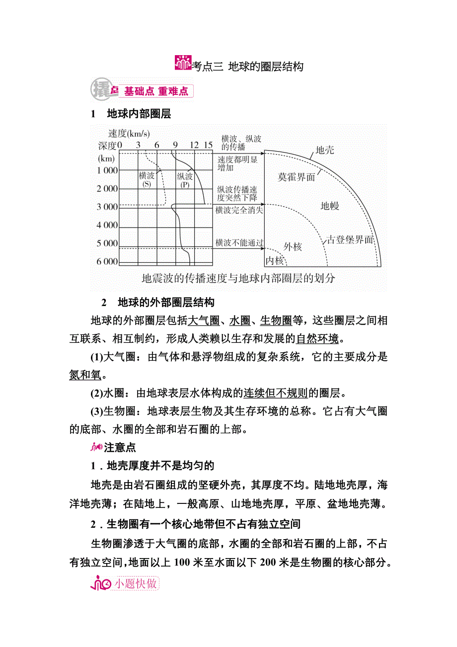 《学霸优课》2017地理一轮教学案：专题二考点三　地球的圈层结构 WORD版含解析.doc_第1页