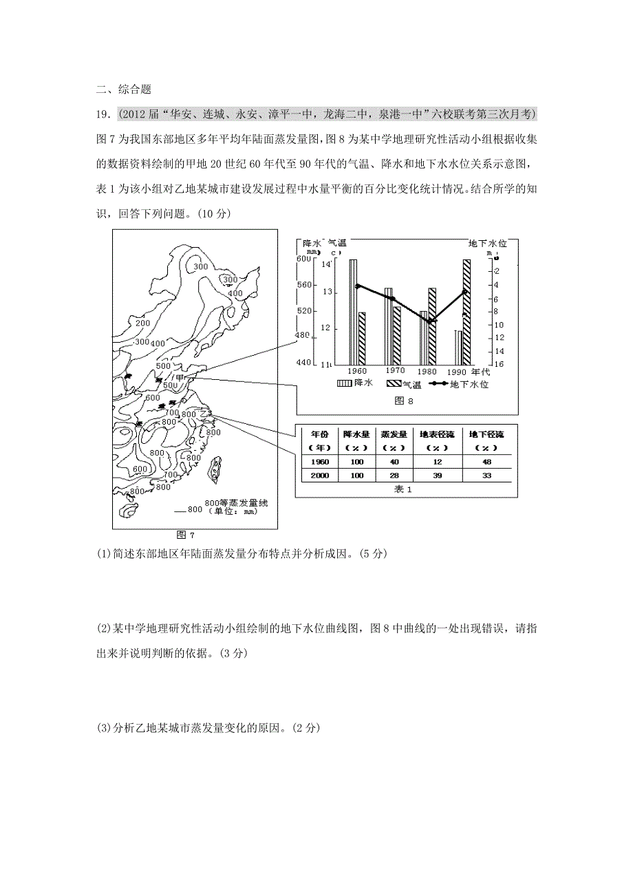 2012高考地理二轮复习中国地理专题习题综合题213.doc_第1页