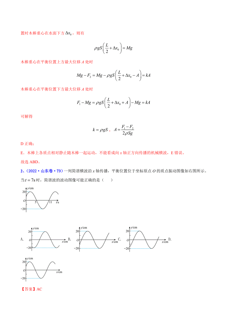 （2020-2022）三年高考物理真题分项汇编（全国通用）专题17 机械振动机械波 WORD版含解析.docx_第2页