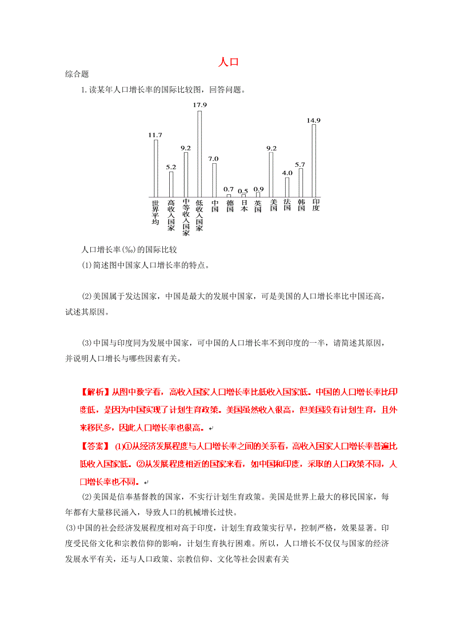 2012高考地理实战演练专题系列五：人口（综合题）.doc_第1页