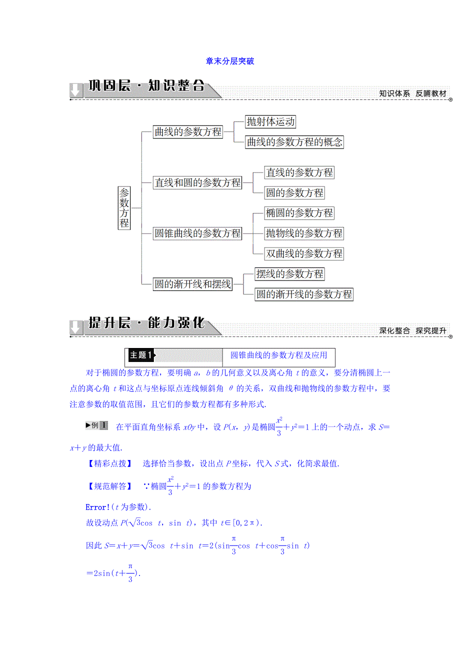 2017-2018学年高中数学（人教B版 选修4-4）教师用书：第2章 章末分层突破 WORD版含答案.doc_第1页