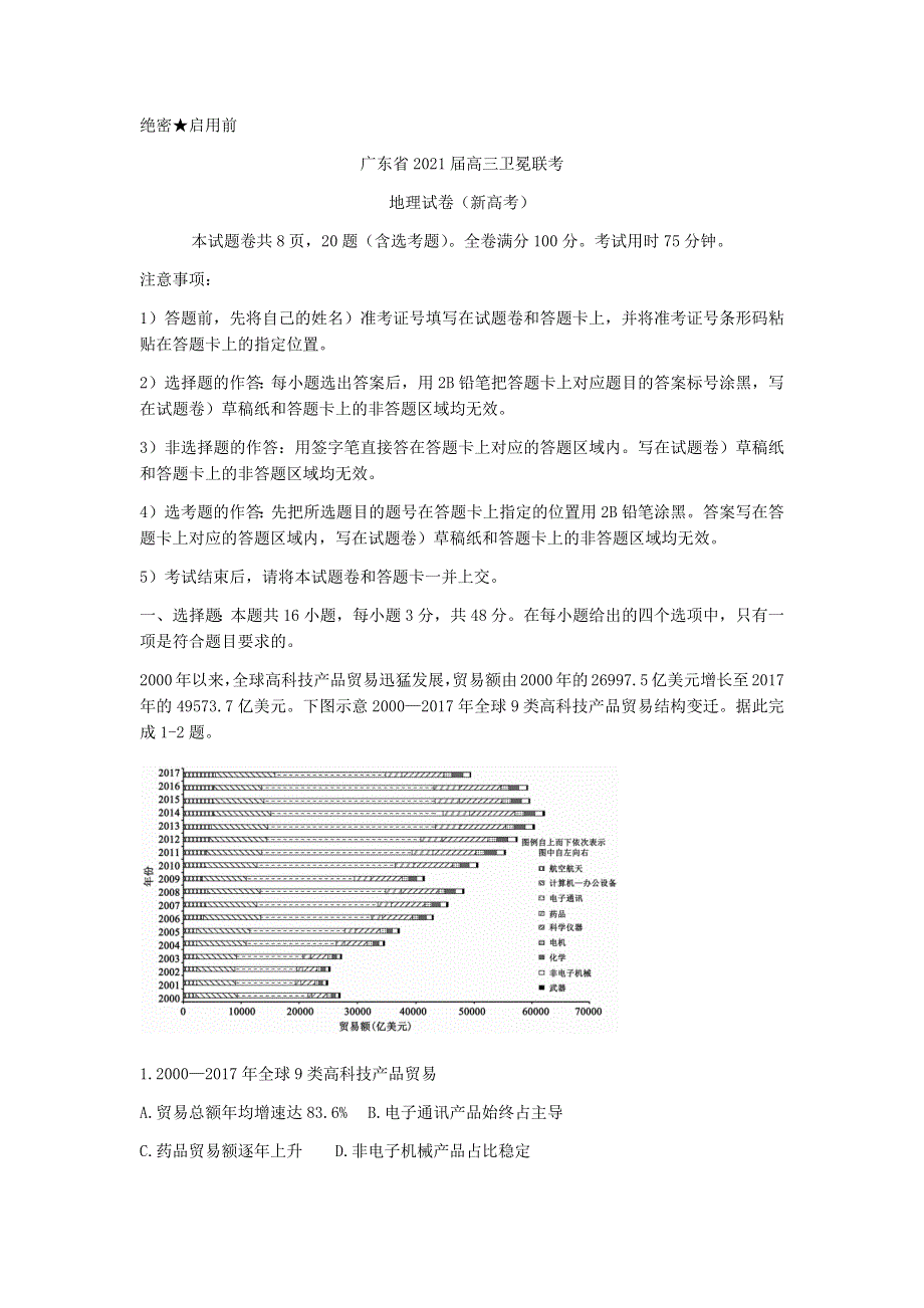 广东省（新高考）2021届高三下学期5月卫冕联考地理试题 WORD版含答案.docx_第1页