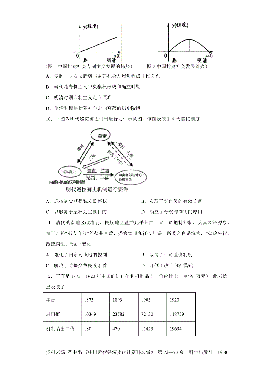 陕西省西安市铁一中学2022-2023学年高二上学期1月期末历史试题 WORD版含答案.docx_第3页