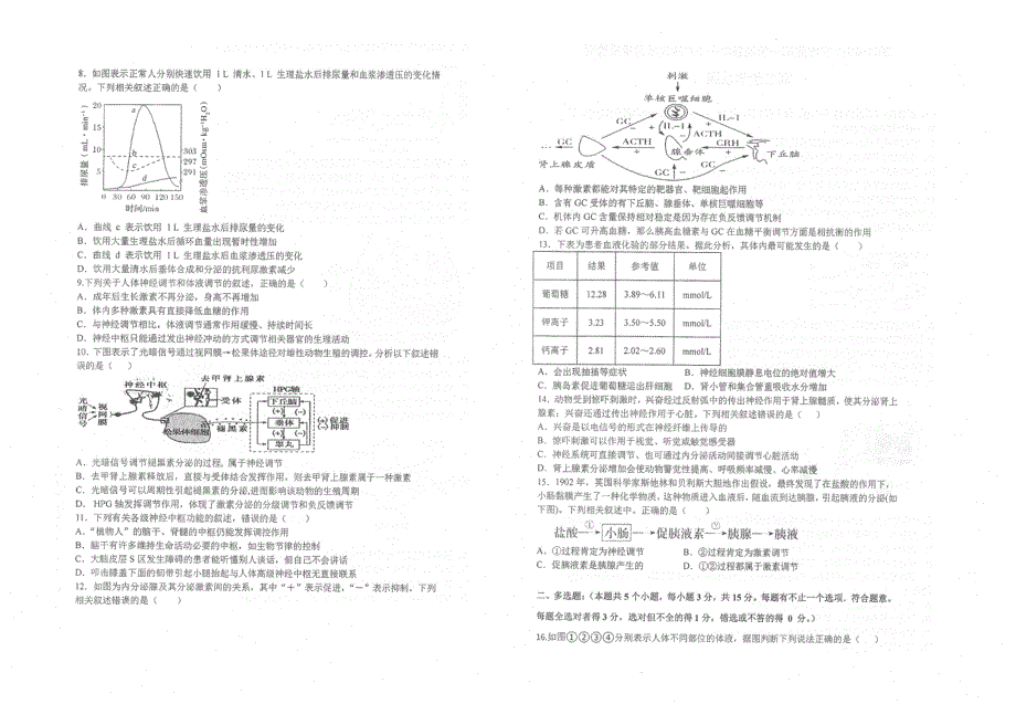 江苏省常熟中学2021-2022学年高二上学期10月阶段学习质量检测生物试题 扫描版含答案.pdf_第2页