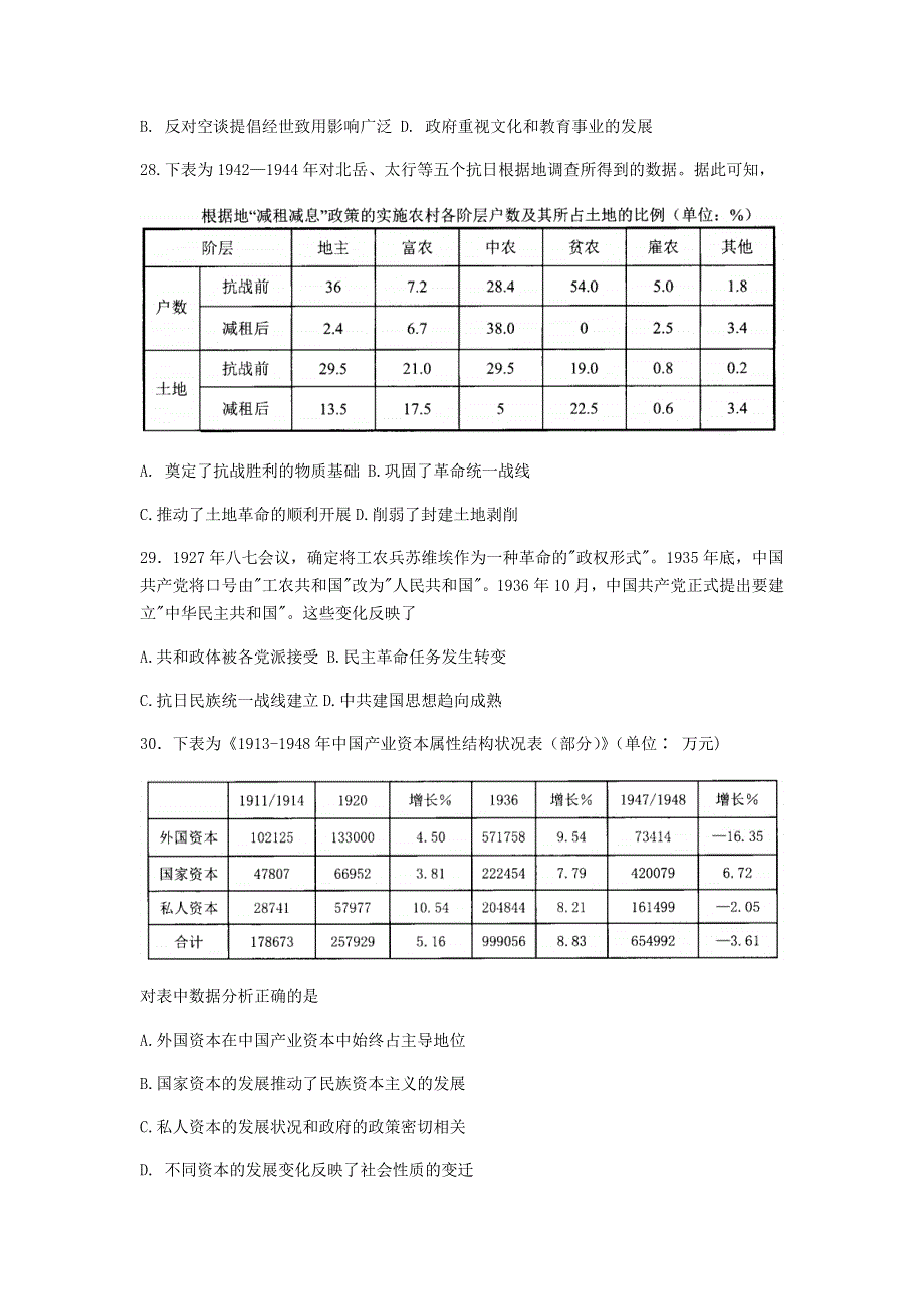 山西省怀仁市2021届高三历史上学期期末考试试题.doc_第2页