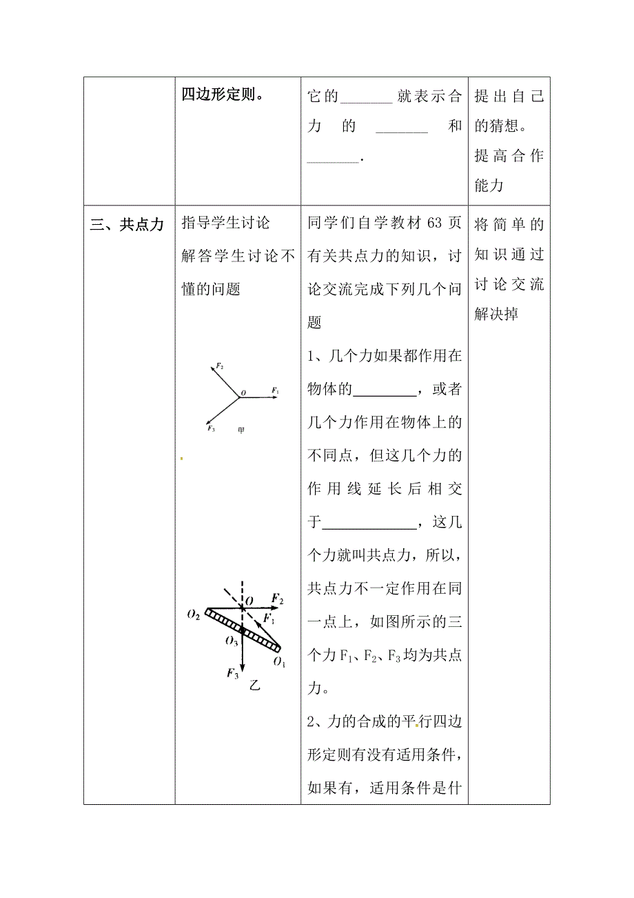 2021-2022学年高一物理鲁科版必修1教学教案：第五章 第1节 力的合成 （1） WORD版含解析.doc_第3页