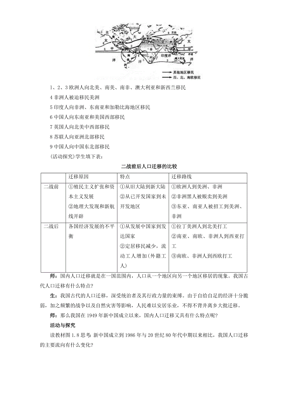 《整合》高中地理人教版必修2教案：第1章第2节 人口的空间变化 第1课时 WORD版含答案.doc_第2页