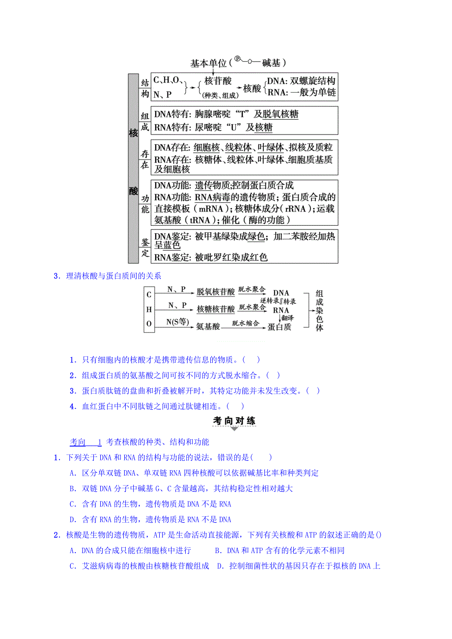 河北省新乐市第一中学2017届高三生物复习《专题1 细胞的物质基础》学案 .DOC_第3页