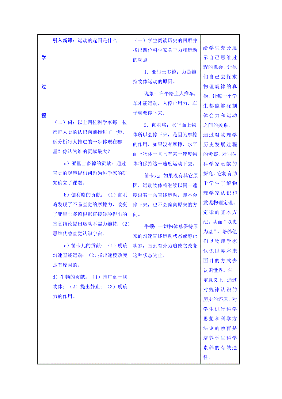 《整合》高一物理人教版必修一 第四章 第1节 牛顿第一定律 教案1 .doc_第2页